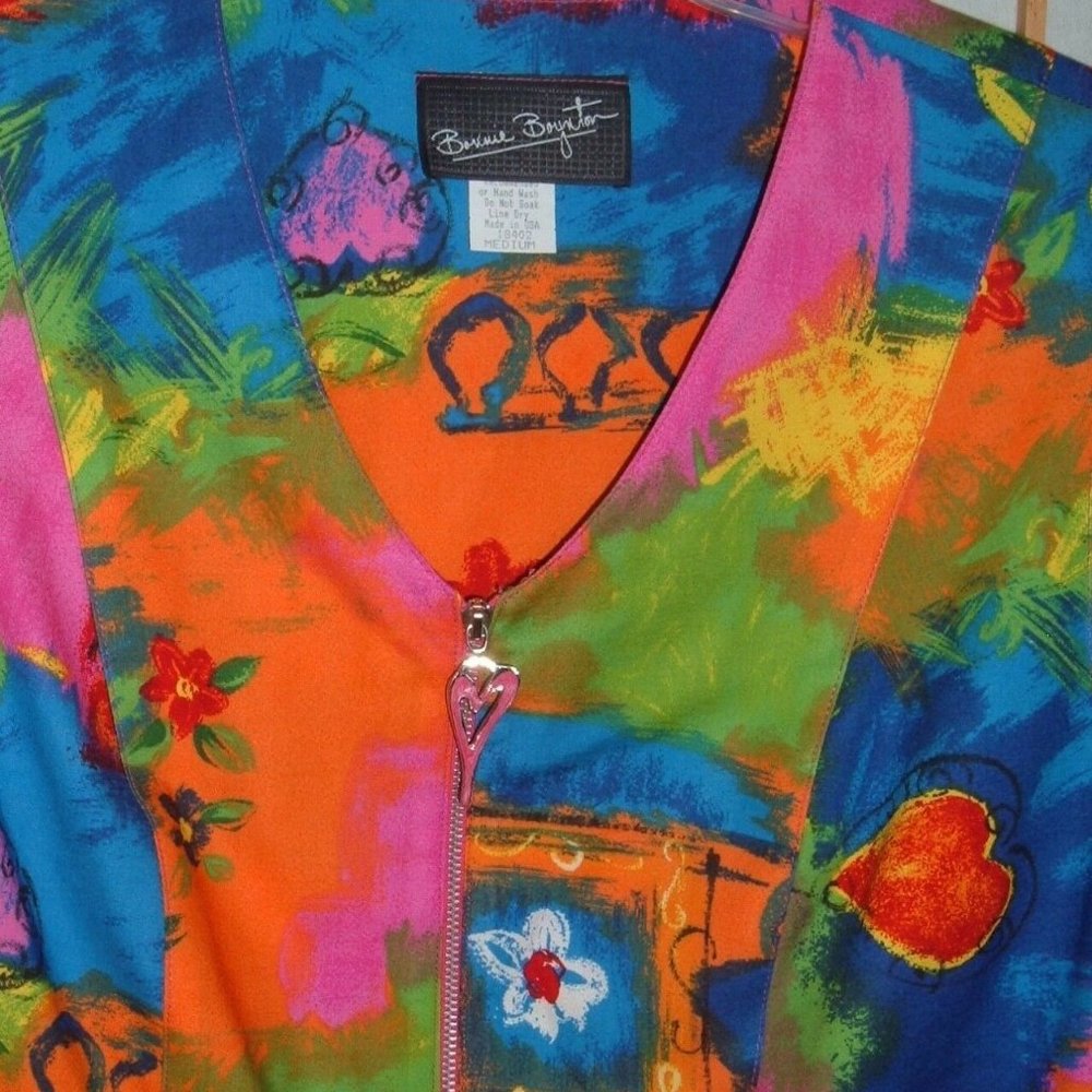 Bonnie Boynton Sleeveless Zip Front Top Vintage